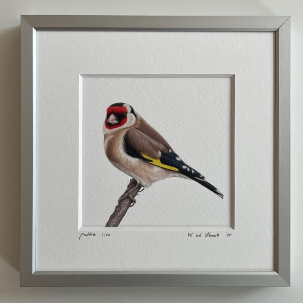Ingelijst kunstprentje Putter, 16x16cm